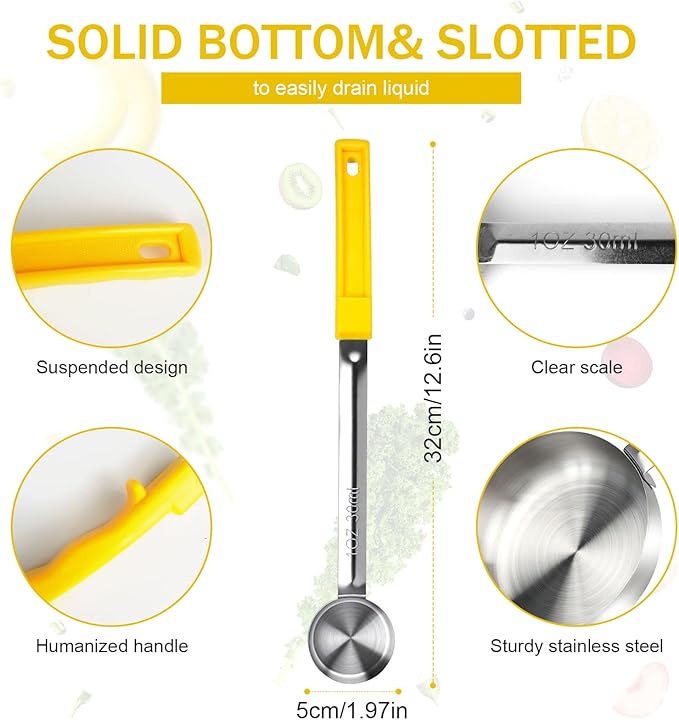 1 Ounce Solid Stainless Steel Portion Control Ladle Spoon -Pizza Sauce Serving Spoons Portion Ladle for Sauces, Perfect for Weight Watchers, Buffets, Parties