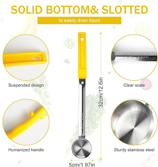 1 Ounce Solid Stainless Steel Portion Control Ladle Spoon -Pizza Sauce Serving Spoons Portion Ladle for Sauces, Perfect for Weight Watchers, Buffets, Parties
