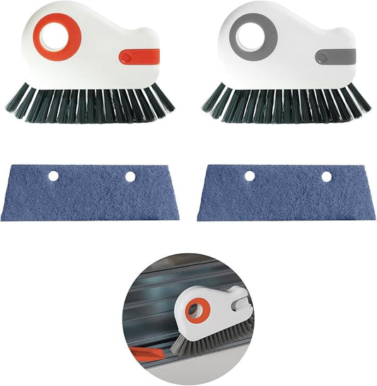 2 Sets Window Track Cleaner Tools, 2-in-1 Groove Cleaning Brush | Scraper & Dustpan, Hard Bristle Crevice Brush, Sliding Door, Window Sill, Shower Seal, Reusable Deep Cleaning Tools