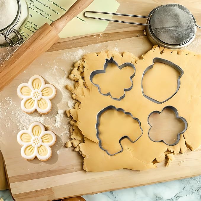 6Pack Bee Cookie Cutters Set, Beehive,Honey Jar,Winnie the Pooh,Flower Shapes Stainless Steel Biscuit Molds for Honey Bee Party Baking Muffins Sandwiches Cake Fondant Birthday Decoration