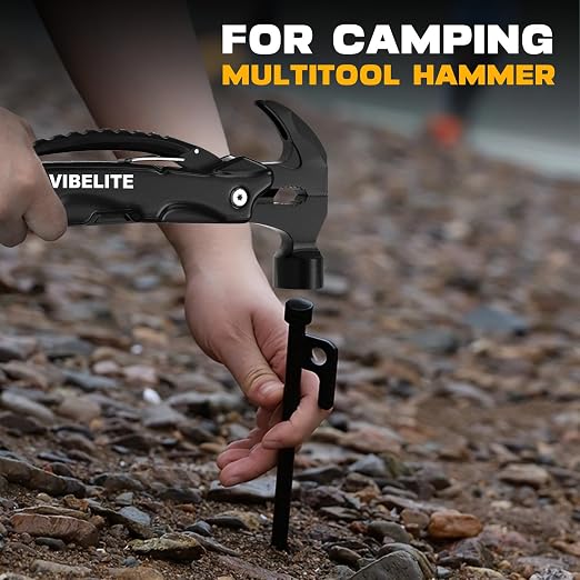 Gifts for Men, 12 in 1 Multitool Hammer for Camping, Hunting, Hiking | Birthday Gifts for Men, Dad, Him, Husband, Boyfriend, Women, Mens Gift from Daughter, Wife, Son, Black