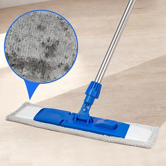 Multi Functional Mop, Including 1 Reusable Ultra-Fine Fiber Cleaning Pad and a Detachable Three Section Handle, 35.82"-51.18", Suitable for Cleaning Hardwood Floors, Marble and Tile Floors（Blue）