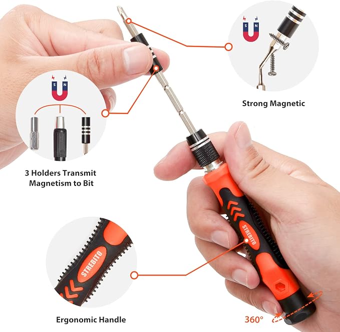 STREBITO Precision Screwdriver Set 142-Piece Electronic Repair Tool Kit | 120 Bits Magnetic Repair Tool Kit for iPhone, MacBook, Computer, Laptop, PC, Tablet, PS4, Xbox, Nintendo, Game Console