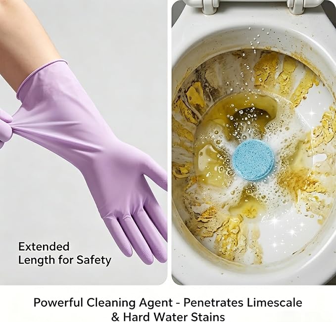 Disposable Toilet Brush, All-in-One Toilet Cleaning Kit - with 18 Refills, 12 Extended Cleaning Gloves &12 Deep Clean Tablets - No Touch Bathroom Wand, Zero-Touch Cleaning System for Home & Apartment