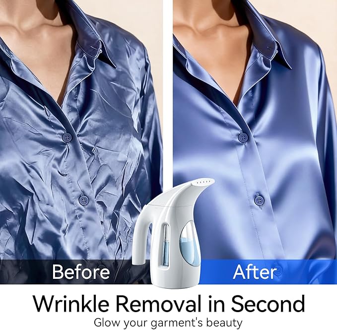 HiLIFE Steamer for Clothes, Portable Handheld Garment Wrinkle Remover, 240ml Big Capacity, 700W, Strong Penetrating Steam, for Home, Office and Travel, ONLY FOR 120V, Pearl White
