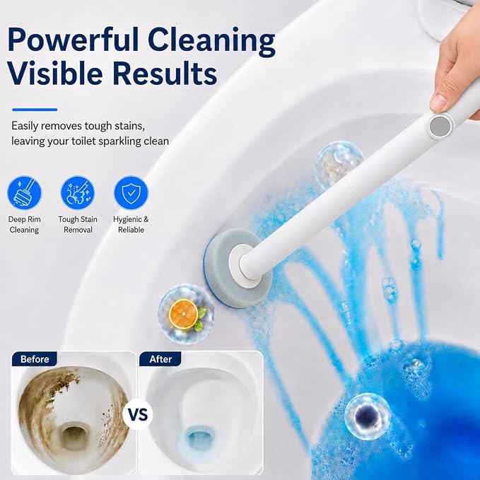 UFORU Disposable Toilet Brush with 42 Refill Heads, Toilet Wand Kit and Toilet Bowl Cleaner Brush, Wall Mounted Holder Set for Bathroom Cleaning