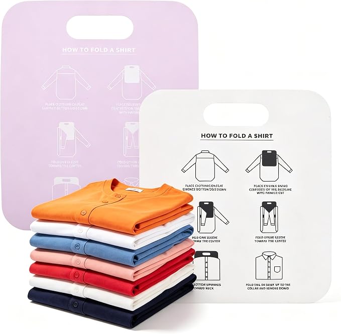 2pcs Shirt Folding Boards for Adults Boy Girl Clothing Folding Tool for Easy Laundry Portable Folder for Organizing Shirts and Hoodies Dorm