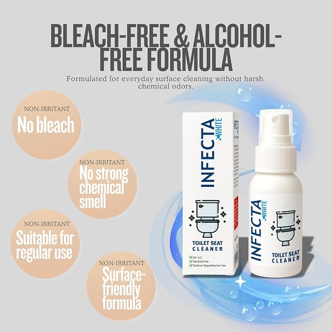 INFECTA WHITE – Toilet Spray, Travel Size Multipurpose Cleaning Spray (50 ml), All Purpose Cleaner for Toilet Seats, Bathtub, Fresh Scent, Bathroom Essentials & Mini Travel Toiletries (Pack of 1)