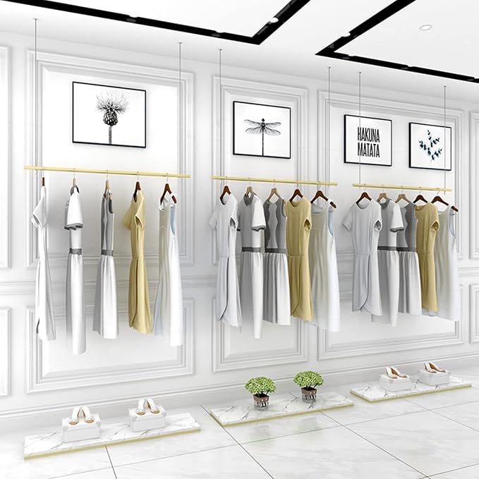 Ceiling Hanging Clothing Rack Ceiling Clothes Hanger Ceiling Mounted Hanging Rod Heavy Duty Rack for Clothes Display Retail Clothing
