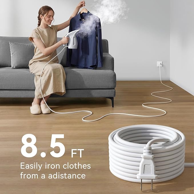 HiLIFE Steamer for Clothes, Portable Handheld Garment Wrinkle Remover, 240ml Big Capacity, 700W, Strong Penetrating Steam, for Home, Office and Travel, ONLY FOR 120V, Pearl White