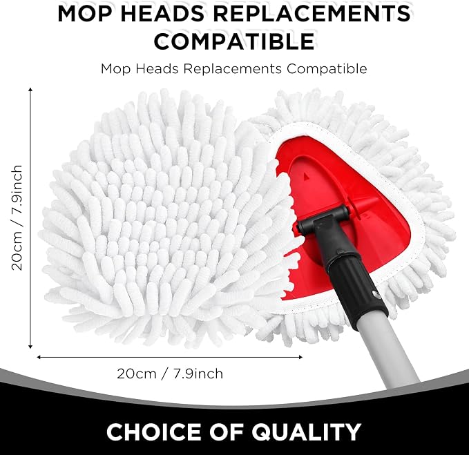 3 Pack Chenille Mop Heads Replacements Compatible with 1 Tank System Chenille Duster Replacement Heads Microfiber Spin Mop Refill Pads Reusable Dust Refills for Floor Cleaning (White)