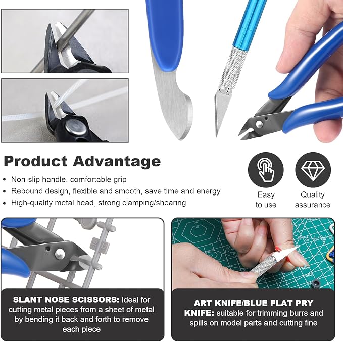 Fippy 11PCS Model Kit Tools, Gundam Model Tool Kit, Hobby Building Tools Kit for Gundam Basic Model Assembling, Building and Repairing