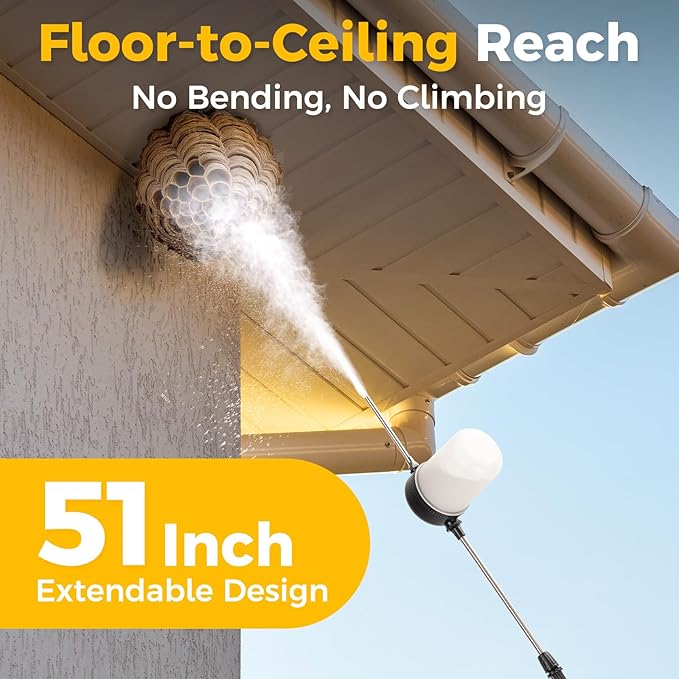 Diatomaceous Earth Powder Duster Applicator Sprayer with Adjustable 4FT Rod | Large Capacity High-Efficiency Output Pump & Clog-Free, Safe Distance Dusting, Comply with Delta, Cimexa, Tempo, Seven Dust