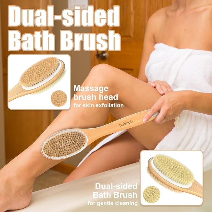 Back Scrubber for Shower,Bath Brush with Long Handle,Men and Women (Blue) | Bath Brush Body Exfoliator for Wet or Dry Brushing