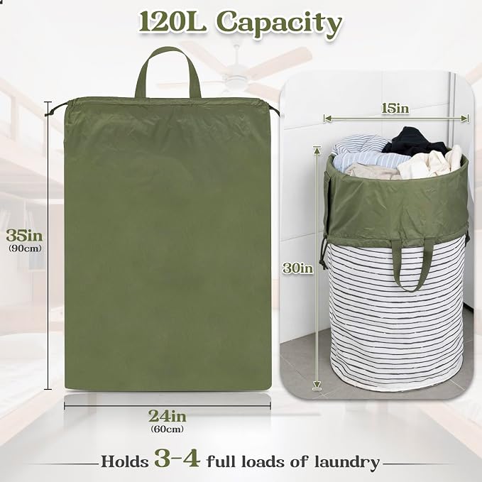 Extra Large Heavy Duty Laundry Bag for Dorm & Family | Tear-resistant 120L hamper liner holds 40lbs. Perfect washable sack for college dorms, laundromats, and seasonal storage