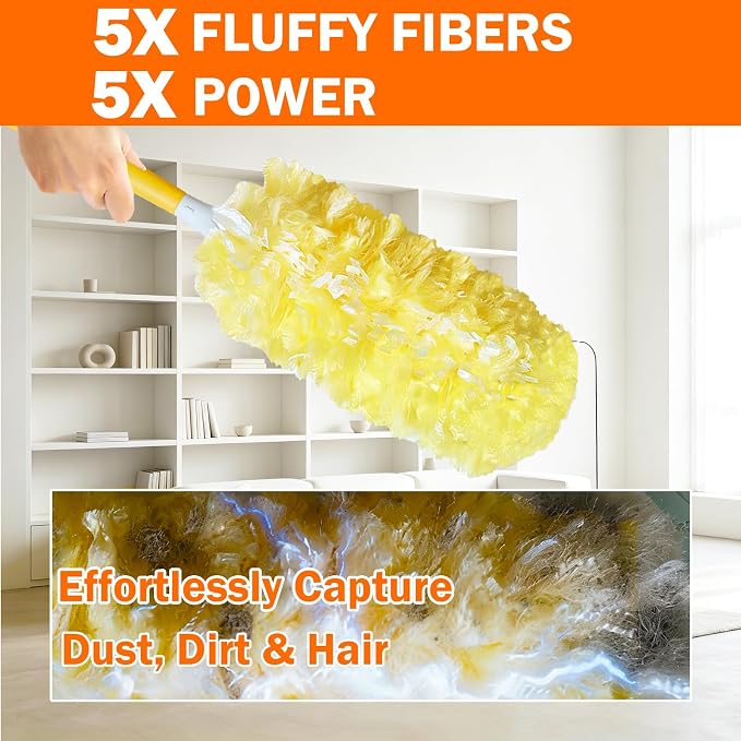 Heavy Duty Duster Refills for Swiffer Duster, 60 Count, Large | Extra Thick, Fluffy & Soft, 360° Duster Refill Only, Multisurface Duster for Dusting Furniture, Fans, Blinds, Corners, Yellow