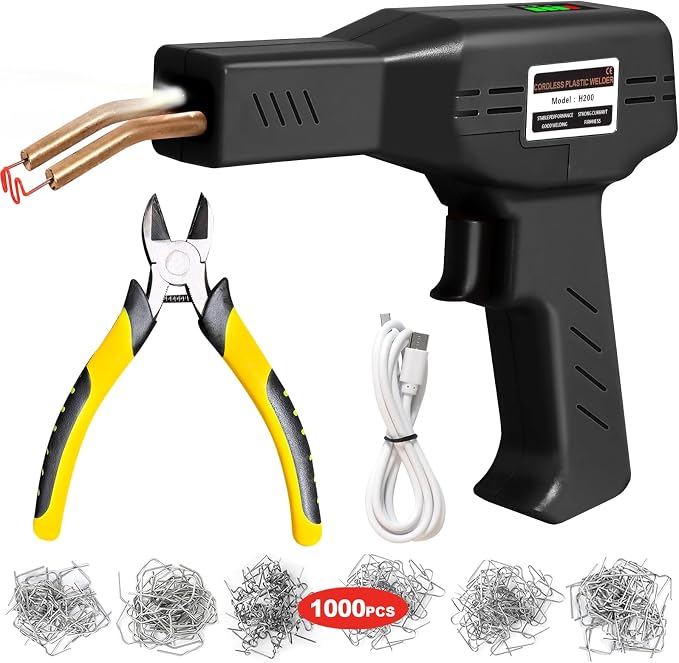 ATOLS Upgraded 220W Cordless Plastic Welder, 1000PCS Staples, USB Rechargeable Cordless Car Bumper Repair Kit with 5000mAh Battery,Hot Stapler Kit, Plastic Welding Kit, Plastic Repair Kit