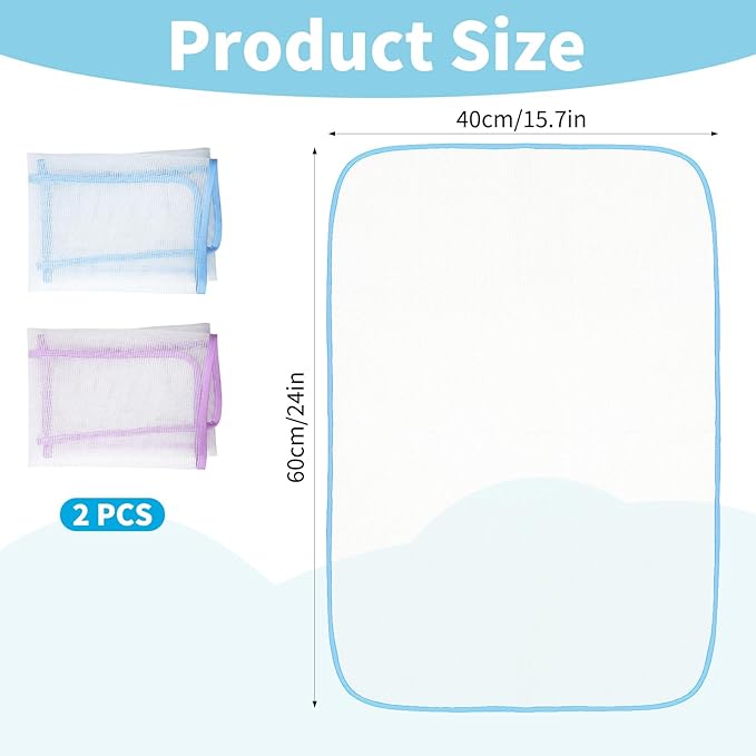 2 PCS Mesh Pressing Cloth for Ironing, Nylon Iron Cloth Pad Insulation Pad, Ironing Clothes Protective for Sewing and Ironings(Blue, Purple)