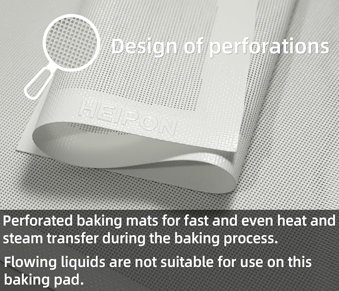 Perforated Baking Mat,2 PCS,15.7"Lx11.8"W,Silicone Baking Mat,Non-Stick,Breathable Mat,Reusable（White,2pcs）