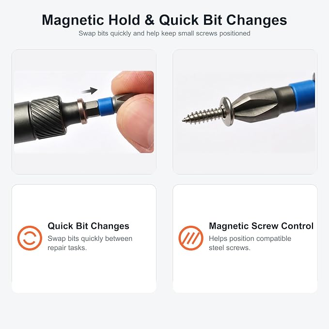 42-in-1 Magnetic Ratchet Screwdriver Set with Compact Case | S2 Steel Bits, Detachable T-Handle, DIY Combination Flexible Shaft for Electronics, Appliances, Furniture, Home Repair