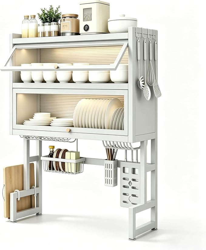 Over Sink Dish Drying Rack, Iron Over The Sink Dish Rack, Over Sink Rack, for Dishes, Glasses, Bowls, Cutlery White 29.52in