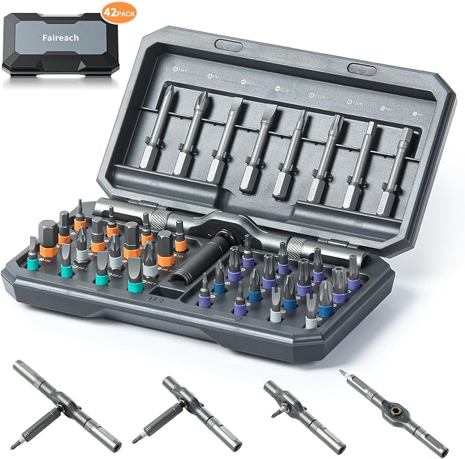 42 in 1 Multitool Set, Repair Tool Kit, Detachable Allen Wrench Ratchet Set | Compact, Wrist Friendly, 80% Energy Saving, for Tight Spaces, Bicycle Maintenance, Home Improvements, General Household Fixes