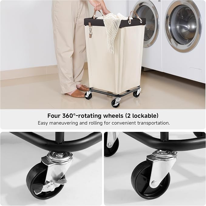 StorageWorks 110L Laundry Basket with Wheels, Rolling Hampers for Clothing