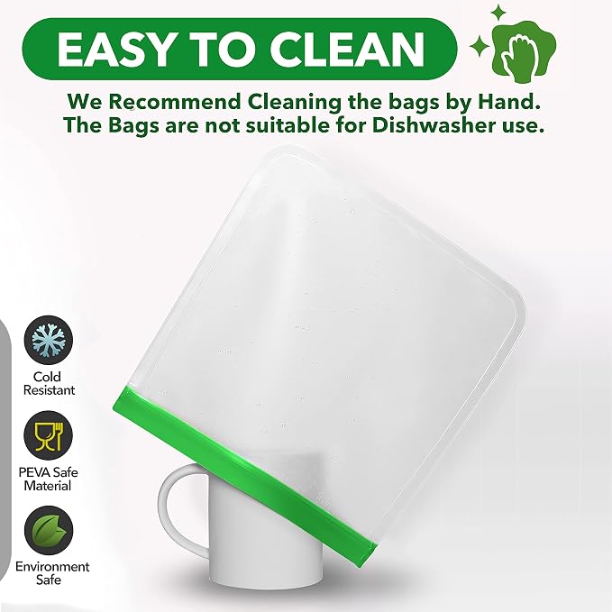 GREENZLA 8 Pack Reusable Gallon Freezer Bags | BPA-Free | Leakproof | Meal prep, marinating & freezer storage | Kid-friendly zipper