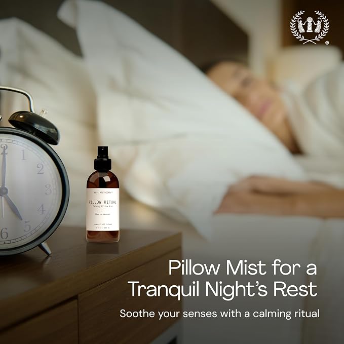 Muse Apothecary Pillow Ritual - Aromatic, Calming and Relaxing Pillow Mist, Linen and Fabric Spray - Infused with Natural Aromatherapy Essential Oils - 8 oz, Tonka Bean + Amber + Warm Cedarwood