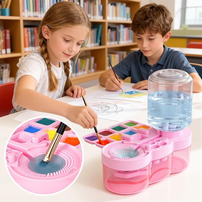Paint Brush Cleaner Tool - Brush Washer Painting Station, Paintbrush Cleaners Water Dispenser Circulation, Art Acrylic Cleaning Watercolor Rinser for Kids Adult Artist