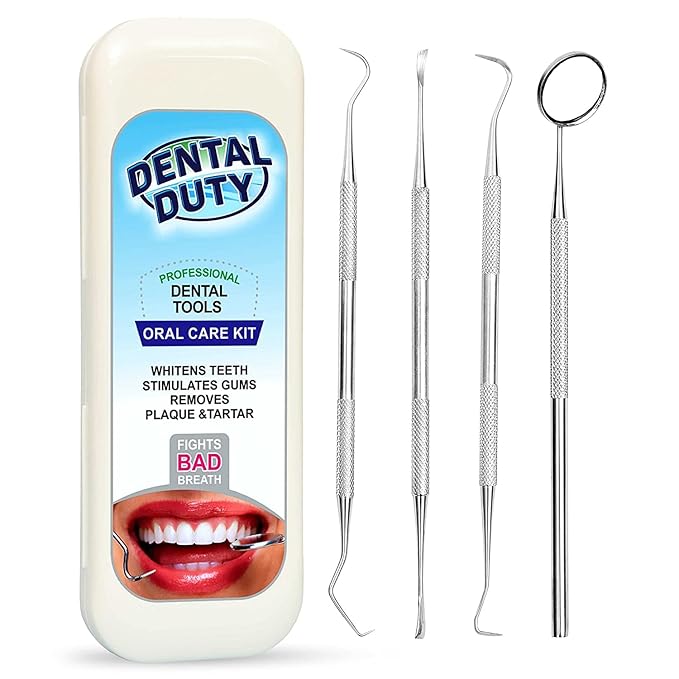 Dental Duty Dental Tools, Dental Pick for Teeth Cleaning Tools – Plaque Remover for Teeth with Teeth Cleaning Kit - Stainless Steel Dental Mirror for Teeth, Scraper and Scaler, (OffWhite)