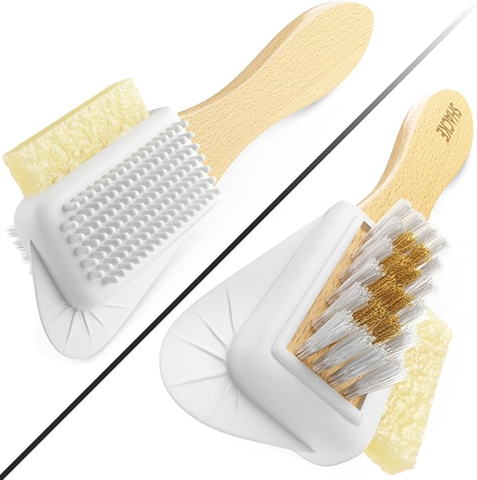 Suede Brush with Side Eraser – Suede & Nubuck Cleaner for Shoes | Suede shoe brush & suede cleaner — rubber bristles, welts, nylon/brass lift dirt from shoes, boots, bags & purses