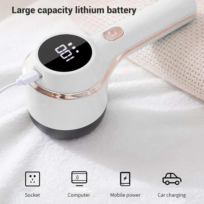 Fabric Shaver, Lint Remover Rechargeable Portable Electric Sweater Defuzzer Multifunctional Digital Display Fuzz Remover Electric Lint Shaver for Clothes Furniture (White)