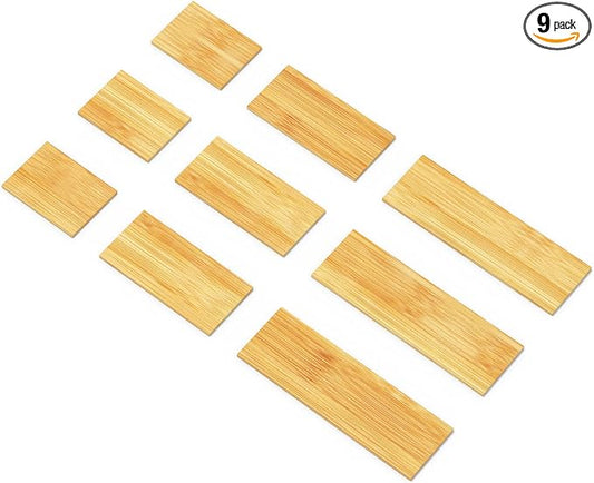 SpaceAid Bamboo Drawer Dividers Inserts, 3 Sizes, 9 Pack