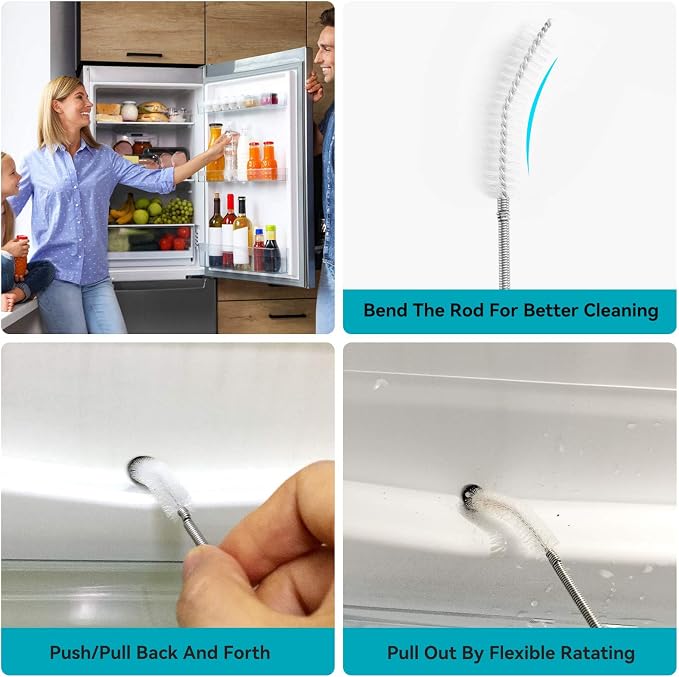 2 Pack 120 Inch Flexible Drain Brush, Sunroof Drain Cleaning Tool for Ice Maker, Refrigerator & AC Drain Line