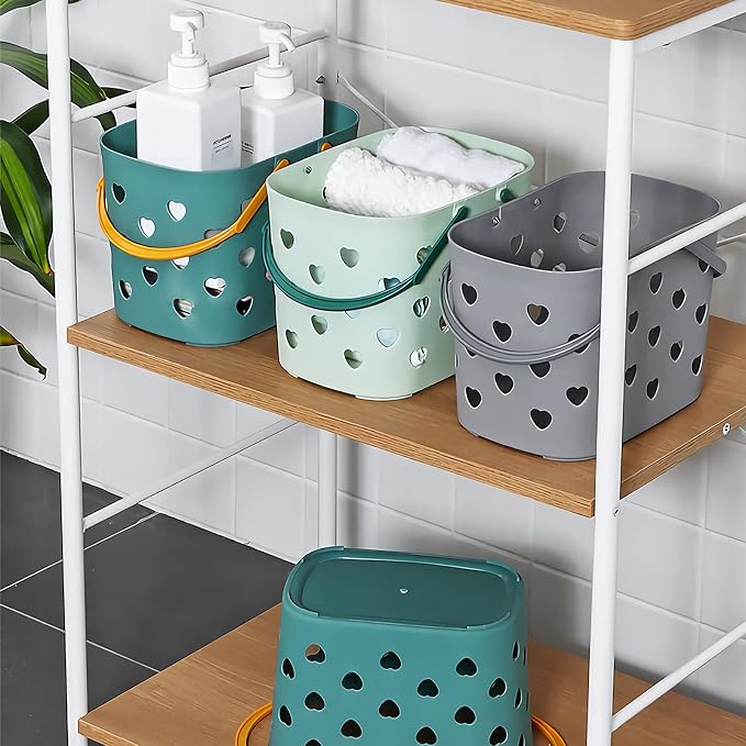 Portable Shower Caddy with handle Plastic Shower Basket Organizer, Green | Bathroom Caddy Storage Tote Cleaning Supply Caddy for College Dorm, Kitchen, Pantry, Garage