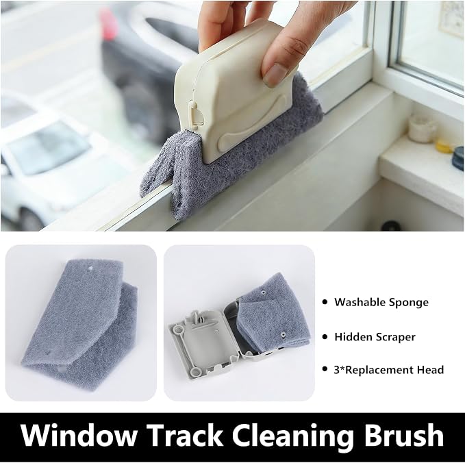 17Pcs Window Track Cleaner Door Tracks Groove Crevice Cleaning Brushes Tools for Sliding Glass Doors, Air Conditioner