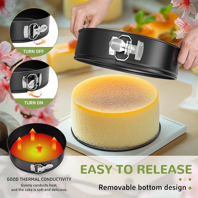 ZeroPone 7 Inch Springform Pan with Removable Bottom, Non-stick Round Spring Form Cake Mold Cheesecake Pan For Baking