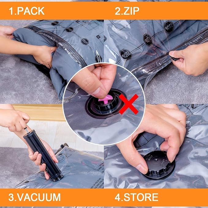 GONGSHI Vacuum Seal Bags for Clothing Travel & Home Storage, Travel Vacuum Bags with Electric Pump,Space Saver for Blankets, Comforters, Pillows, Clothes,10 Small