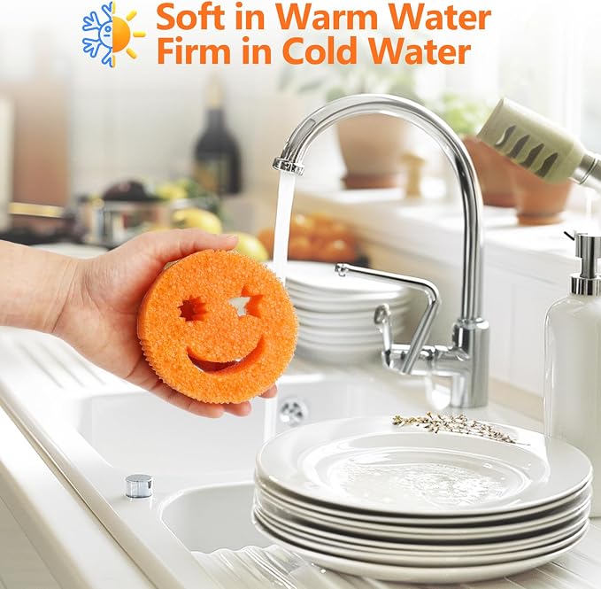 Kitchen Sponges 6 Pack, Scratch Free Dish Sponges for Kitchen & Bathroom | BPA Free Polymer Foam Sponge, Multipurpose Use for Dishes & Bathroom, Odor Resistant Scrubber
