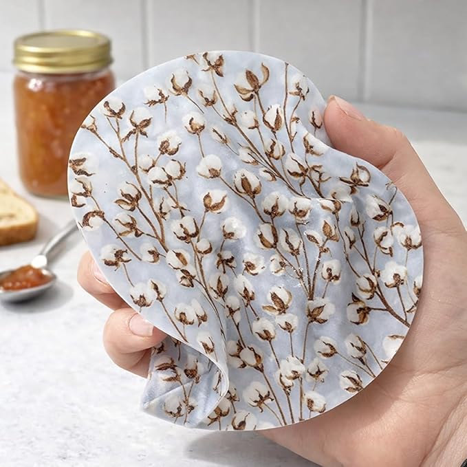 Andreas Silicone Jar Opener, Cotton Blossom – 6.25" Non-Slip Lid Gripper & Garlic Peeler, Food and Dishwasher Safe, Multi-Use, Durable Silicone & Fabric, Made in the USA, JO-412