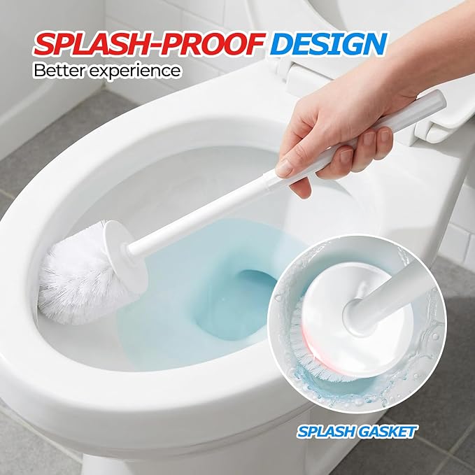 FORASTO 3Pack Toilet Bowl Brush and Holder Set - Toilet Scrubber Brush,Cleaning Brush,Bathroom Decor,Household Essentials,Cleaning Supplies,Home Essentials,White | Plastic & Bristles, 3-Pack Brush Combo, Drip-Free Holder, Bathroom Corner Storage, White...