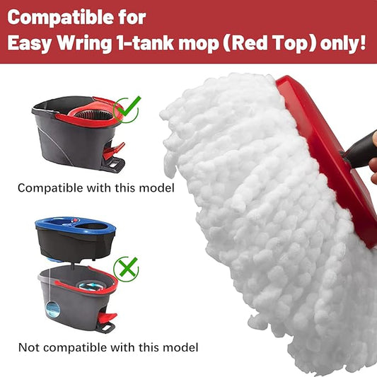 4 Pack Mop Replacement Heads Compatible with Ocedar Mops Replace Head EasyWring Spin Mop Heads Replacements - Includes 1 Rotating Mops Base, Microfiber Mop Refills, Easy Cleaning