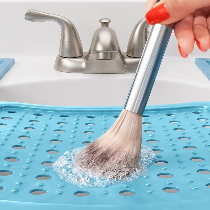 Sink Topper Bathroom Sink Cover for Counter Space, Standard Blue | Holds up to 7 lb on a steel frame; fits over basins to 19 in; 480°F silicone, hot tools; foldable makeup mat; RV, camper