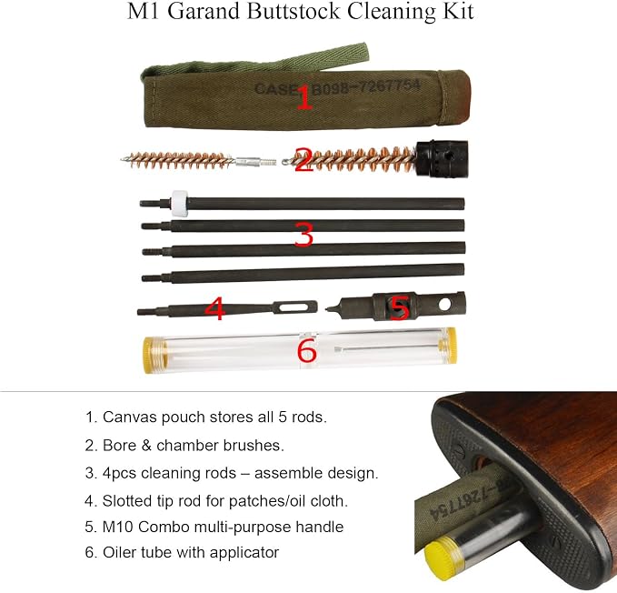 TACFUN M1 M-1 M1D Garand Cleaning Kit with M10 Combo Multi Tool, Oiler and Chamber Brush