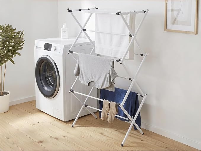 Expandable Steel Laundry Drying Rack, 7-Level Heavy Duty Clothes Drying Rack, Foldable & Space Saving, No Tools Assembly, Lightweight for Indoor/Outdoor Use