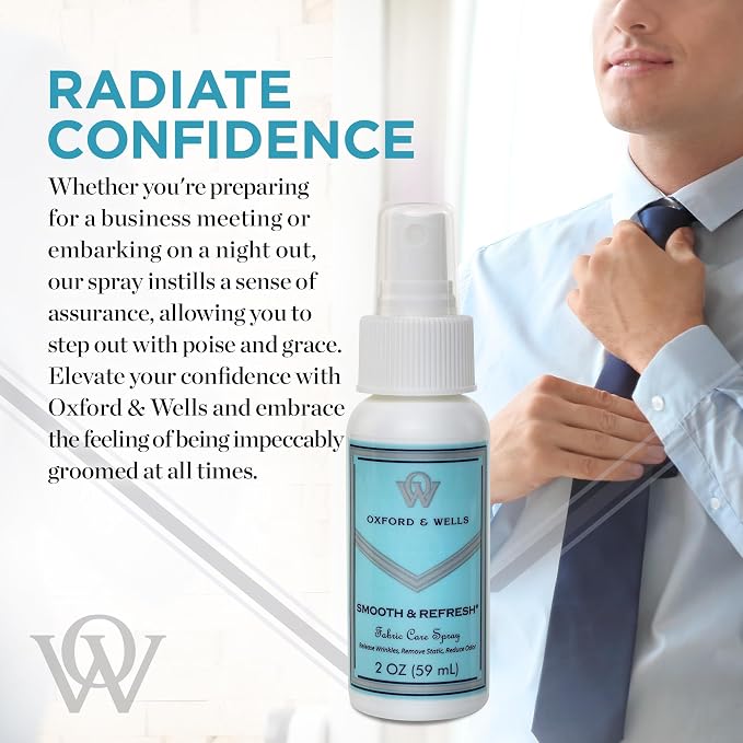 Oxford & Wells Fabric Wrinkle Remover & Static Reducer for Clothes, Wrinkle Spray for Clothing, Clothes Freshener, Non-Ironing Static Remover - Wrinkle Release Spray – Non-Aerosol 2 oz (Pack of 3)
