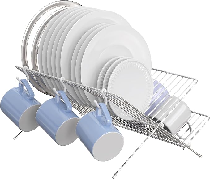 Simple Houseware Collapsible Dish Drying Rack, Chrome