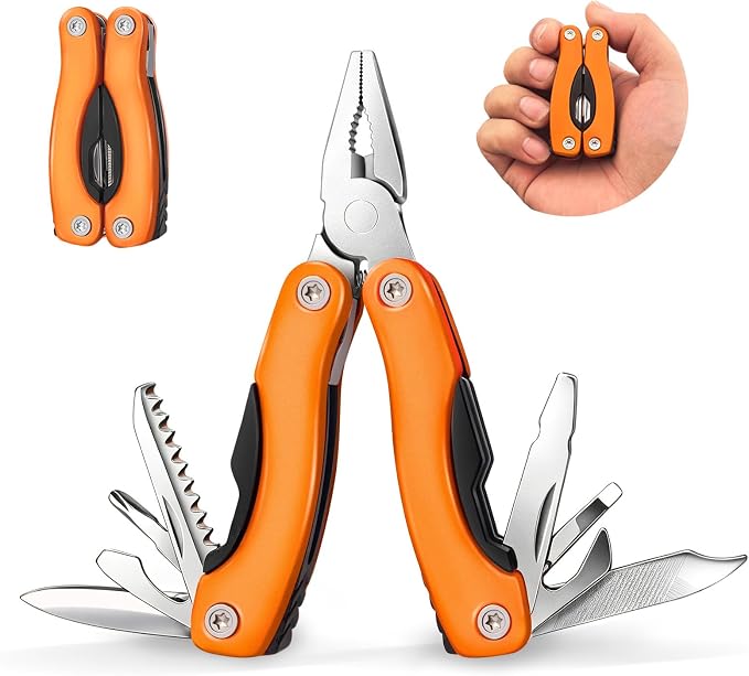 14-in-1 MINI Multitool Pliers, Portable Multitool Pliers Pocket Knife Gifts for Men on Father's Day Christmas, (EDC) Pocket Multi Tools for Outdoor, Garden, Camping, Hiking, Everyday Carry.