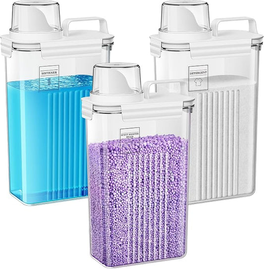 94oz Laundry Detergent Dispenser Container,Laundry Soap Dispenser,3 Pack | Fabric Softener Dispenser,Liquid Laundry Detergent Organizer for Laundry Room Organization